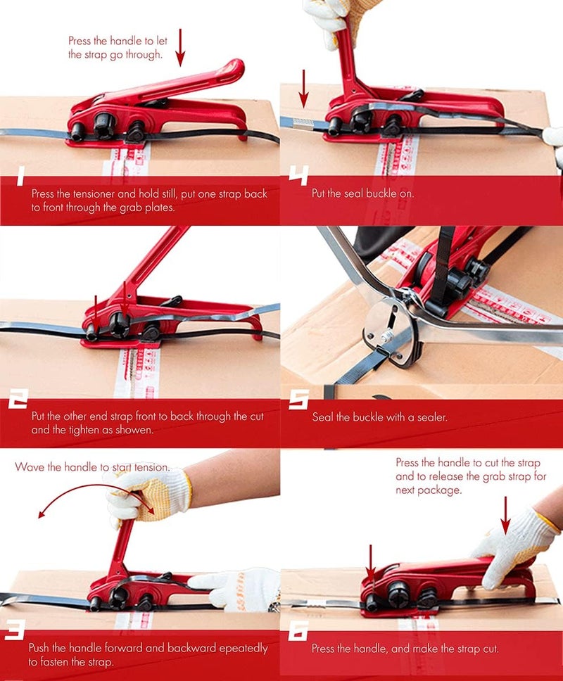 Gresdent Poly Strapping Tensioner & Cutter Manual Banding Tools Windlass for 1/2" -3/4" Width Polyester Polyproplyn Strap - Image 5